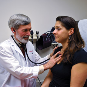 Philip Masters MD FACP senior medical associate for content development for ACP conducts a clinical exam as part of work at the Edward S Cooper Internal Medicine Practice at the University of Pen