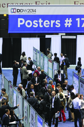 Attendees at Digestive Disease Week peruse the poster session Photo cOscar Einzigslashcourtesy of Digestive Disease Week