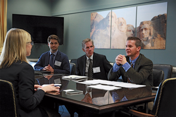 Members of ACPs South Dakota Chapter from left ACP Medical Student Member Samuel Jensen Governor Matt Bien MD FACP and Robert L Allison MD FACP explained their wishes and fears about the fu