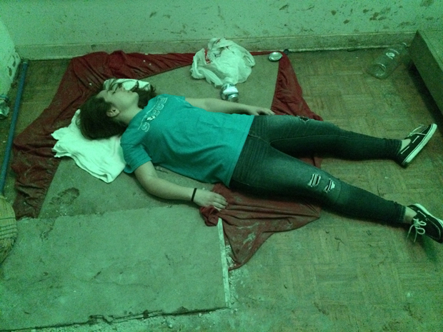 A simulated patient portrays a heroin overdose Photo courtesy of Healthcare Theatre University of Delaware