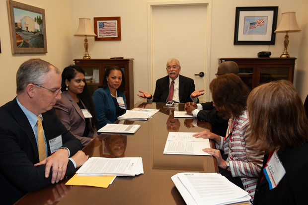 A table full of ACP Georgia Chapter members meets with Senator Johnny Isaksons R-GA office Photo by James Tkatch